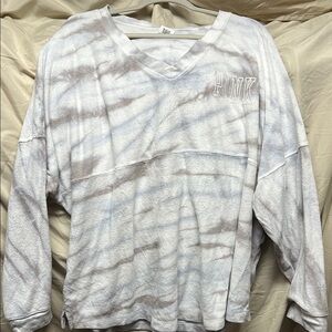 Pink Tie-Dye V-Neck Sweatshirt